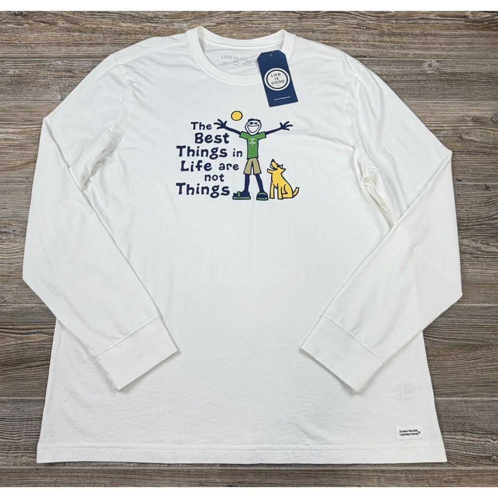 Life is Good Crusher Tee White Mens XL "The Best Things In Life Are Not Things"